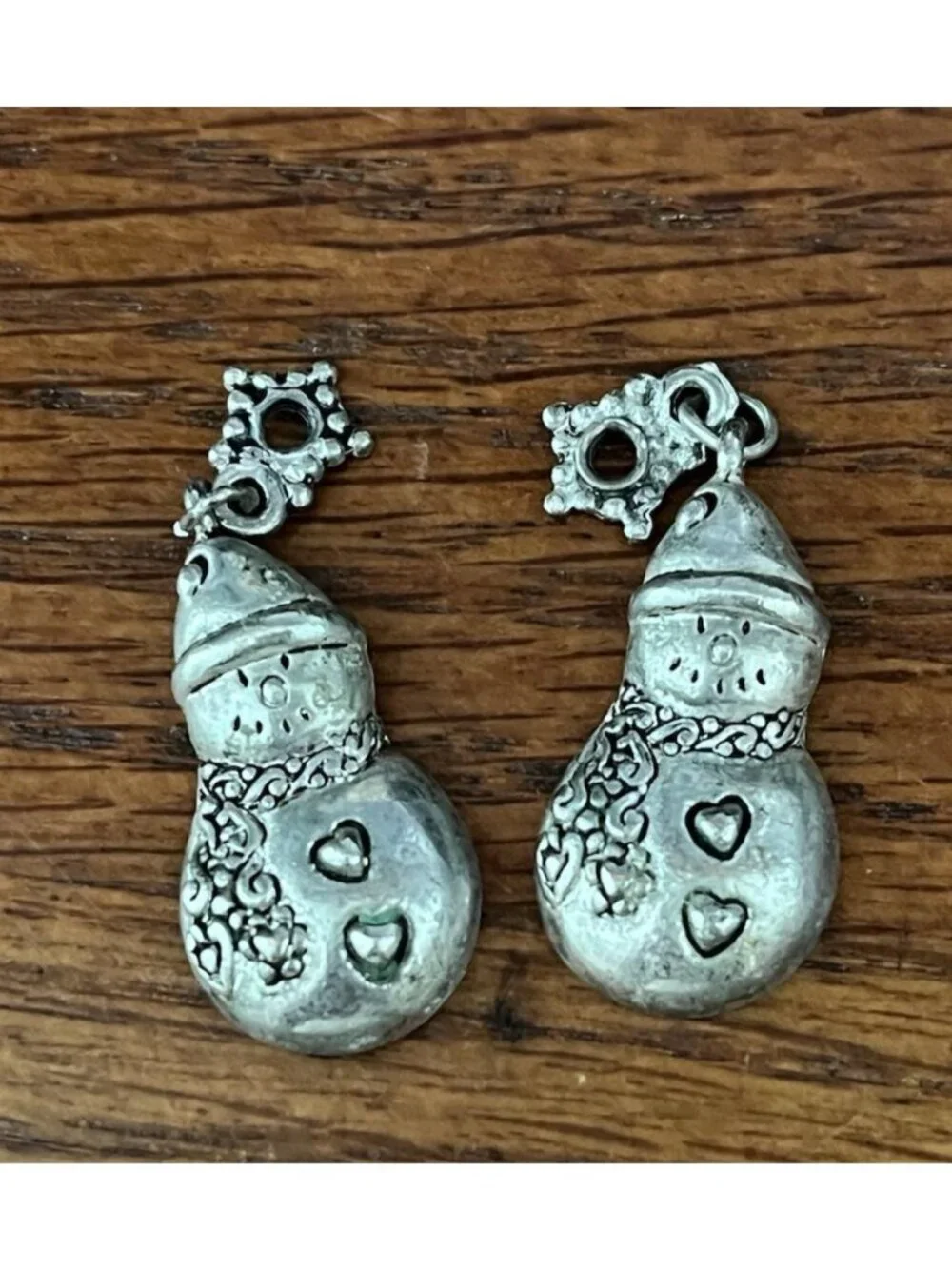 8 Antiqued Pewter Christmas Charm Figure Set Craft Decorate Gift 1 Inch Santa +